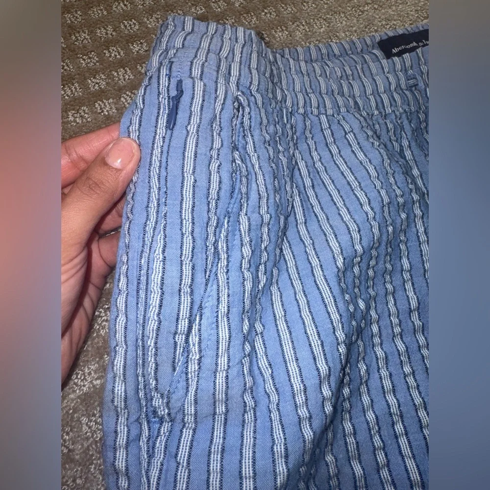 Abercrombie & Fitch Blue Striped Pull-On Shorts 6” Cotton Size L NWT - Picture 3 of 4